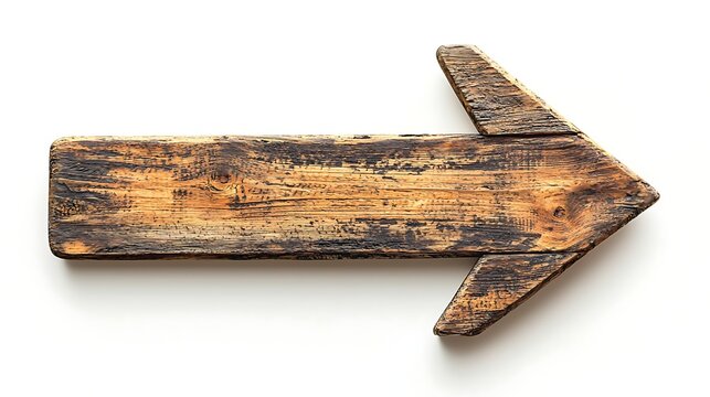 Rustic Wooden Arrow Sign: A weathered, wooden arrow points to the right, its rustic texture and warm tones conveying a sense of direction and tradition.