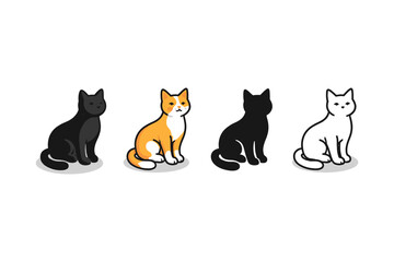 Collection of four stylized cats in different colors and styles © Passatic