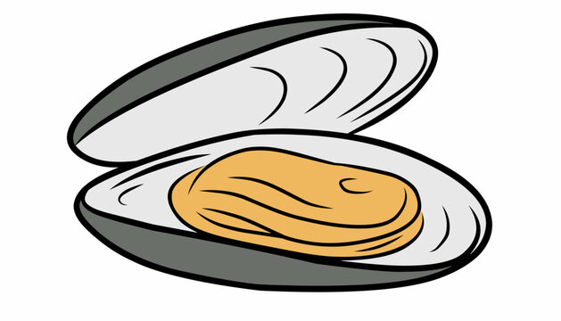 Mussel Illustration. Seafood Shell Repeat. Minimal Hand Drawn Vector Style.