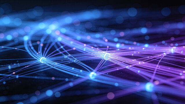 Digital Network Connections with Glowing Nodes