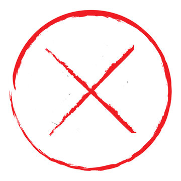Red Brush cross icon featuring artistic close and cancel button symbol within circle. Perfect for app interfaces, websites, editing tools, branding assets, and contemporary graphic design templates.