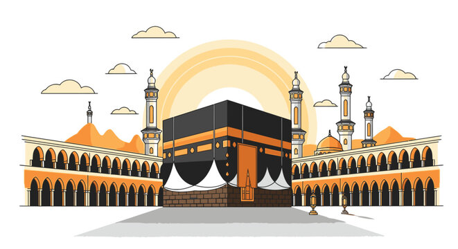 Illustration of Kaaba Mecca Building.