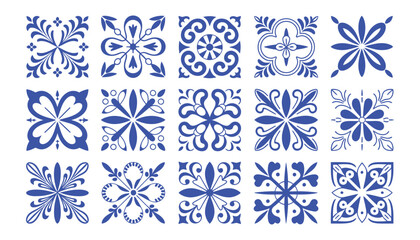 Mediterranean Ceramic Tile Pattern Collection with Decorative Ornaments and Seamless Templates Isolated on White Background for Interior Design © RTICAA VEO