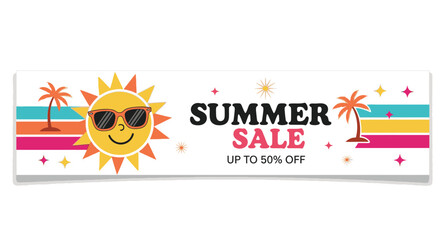 Fototapeta premium Summer sale sign with sunglasses sun 2.