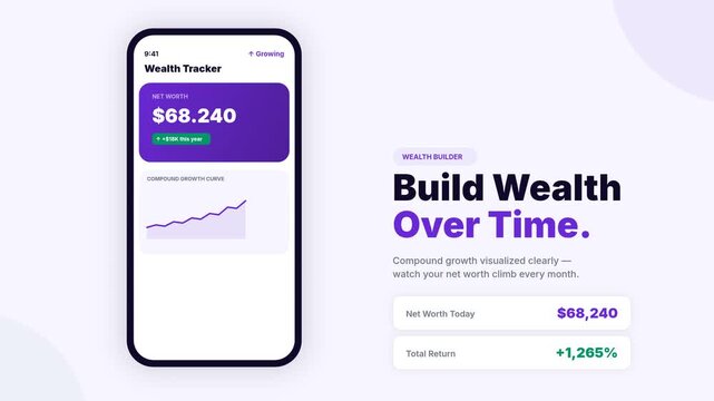 Fintech Wealth Builder Growth Tracker UI Motion