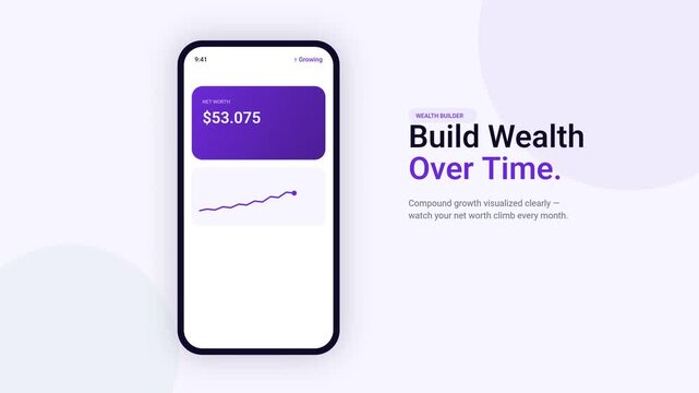 Compound Interest Net Worth Progress App Motion Graphic