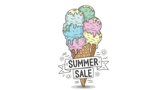 Colorful Ice Cream Summer Sale Offer.