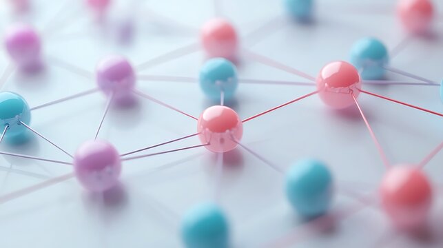 Interconnected Network: Abstract depiction of a web of connections, using pins linked by threads, representing networking and the web.
