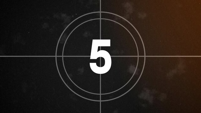Film countdown displayed on a classic movie screen, from number 10 to 1. light leaks vintage. ideal for video projects, film promotions, countdowns, movie intros, and creative countdown concepts.