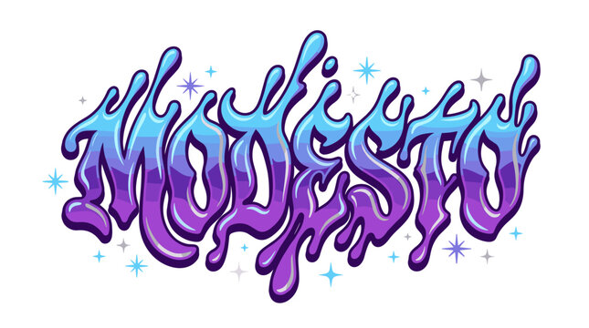 Modesto graffiti text with liquid dripping style vector illustration