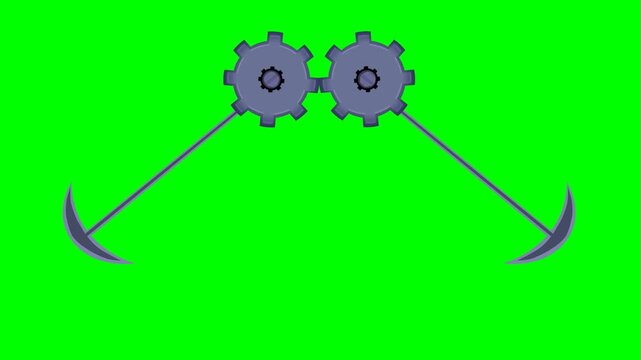 Swinging Double Axe Trap Animation on Green Screen Background