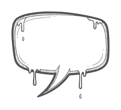 Hand drawn dripping speech bubble with blank space for text talk communication