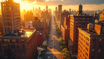 Fototapeta premium Cinematic low-angle upward tilt shot of a modern financial district skyline against