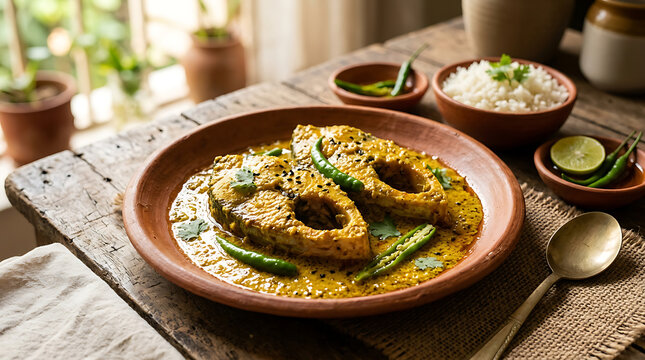 Traditional bengali mustard fish curry