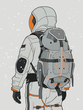 Back View of a Futuristic Space Explorer in Customized Suit