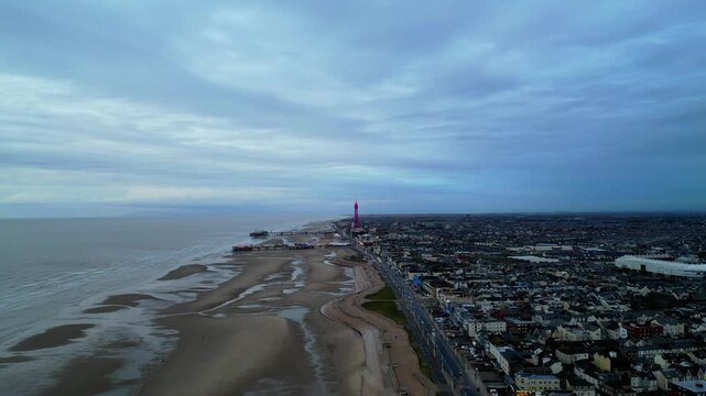 4K Aerial Drone Flight Toward Central Pier, Blackpool - Part 1