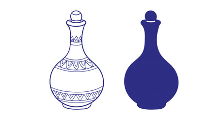 jug bottle traditional dishes tableware hand drawn vector ink oriental asian Indian design isolated © CharlieNati