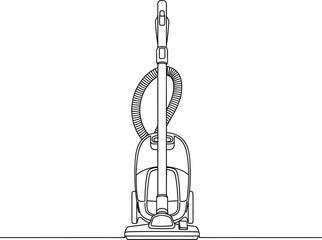 Black and white line drawing of an upright vacuum cleaner © SAMIRAAKTHER