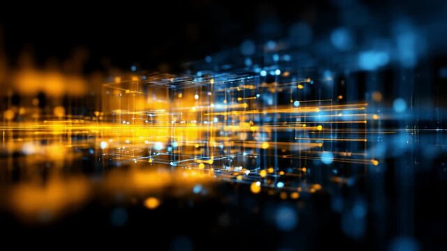 Vibrant Digital Network: A dynamic display of interconnected dots and lines illuminates the digital world, forming a captivating visual metaphor for global communication, connectivity.