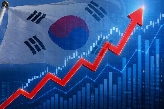 South Korea Stock Market Rising Trend 4K Abstract Background