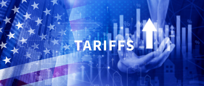 Import tariffs increase concept, US Government import tax to boost American economy, industrial growth tax, trade import tax increase, trade war policy for development. not ai