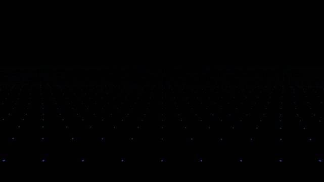 Abstract Digital Background with Glowing Blue Dots in Perspective Grid Seamless Loop Motion Graphic for Technology and Data Visualization