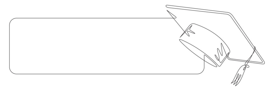 Continuous line drawing of graduation cap illustration.eps