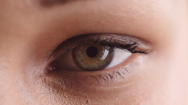 Eye, face and vision wellness with woman for optometry exam, eyesight health and myopia test. Closeup, ophthalmology and ocular care with person, optical assessment and portrait with eyelashes