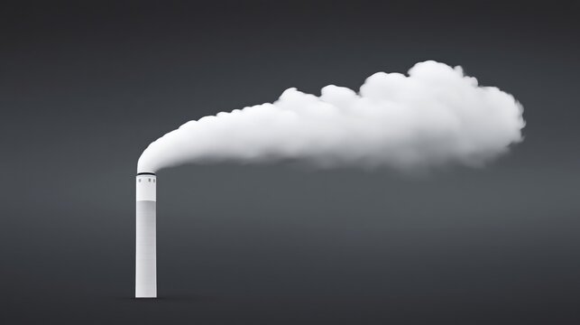 Industrial Chimney Emitting White Smoke Against a Dark Minimalist Background Concept Image