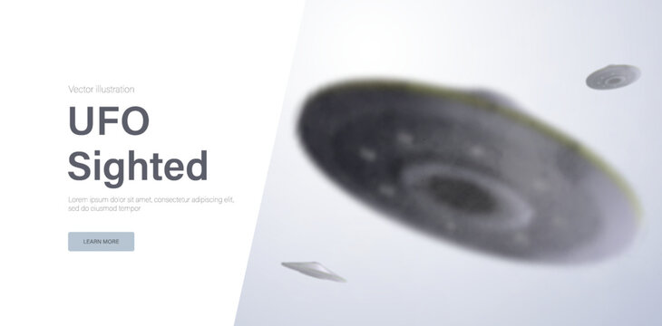 Blurred UFO sighting concept with mysterious flying saucer in the sky