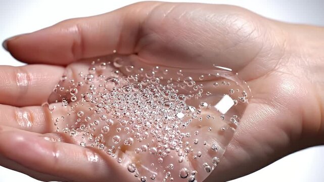Realistic Transparent Cosmetic Serum with Microbubbles for Skincare
