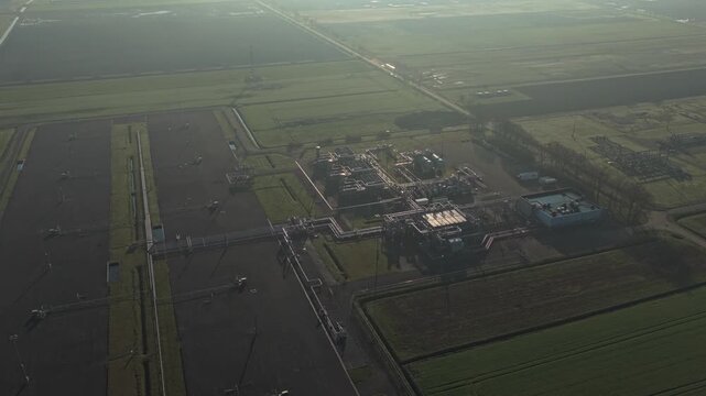 Groningen natural gas field extraction plant aerial view