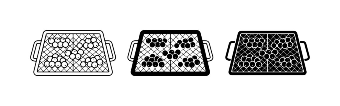 Grill Tray Icons, Barbecue Grate Vector Set, Cooking Rack Graphics