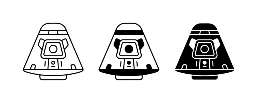 Space Capsule Icons, Astronaut Vehicle Vector Set, Cosmic Exploration Graphics