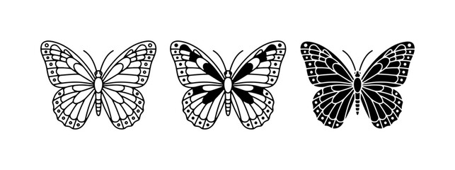 Monarch Butterfly Vector Icons, Black and White Insect Graphics © Ahsan