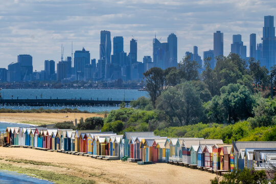 Brighton Bathing Boxes - Colorful beach huts near Melbourne CBD,
