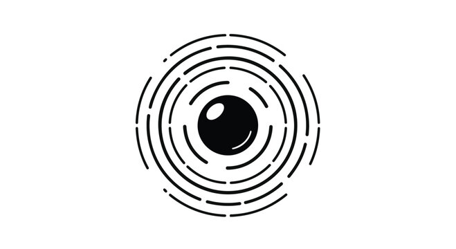 Sphere surrounded by concentric circular rings creates an abstract focal point, representing advanced technology, digital connectivity, modern precision, innovation, and a clean minimalist aesthetic.