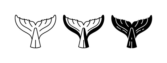 Whale Tail Icons, Marine Mammal Fluke Vector Graphics, Ocean Wildlife Symbols © Javed