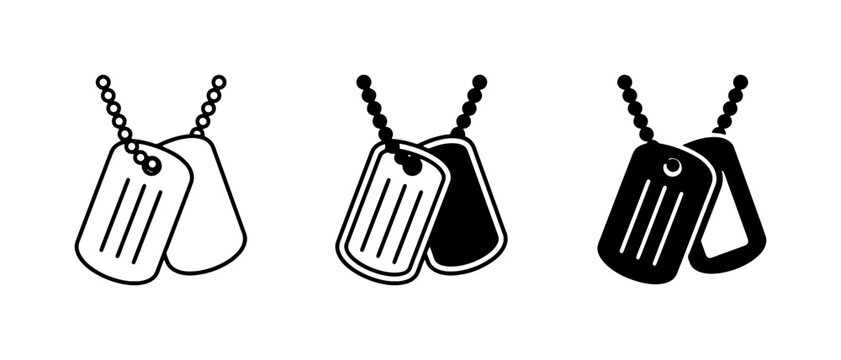 Military Dog Tags Set, Soldier Identification, Metal Chain Necklace Icons