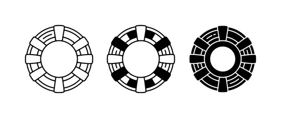 Life Buoy Icons, Safety Ring Vector Graphics, Nautical Rescue Equipment Set © Javed
