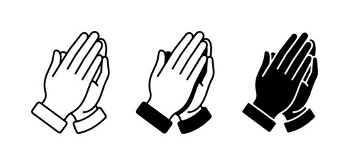 Obraz premium Praying Hands Icons, Religious Symbol Vector Set, Hope and Faith Graphics