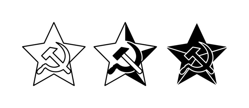 Hammer and Sickle Stars, Soviet Symbols, Communism Icons, Revolution Emblem, Political Art