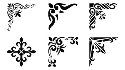 Fototapeta premium Ornate Black Floral Swirl Designs