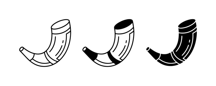 Shofar Vector Icons: Rosh Hashanah, Jewish New Year, Blowing Horn, Symbol, Celebration