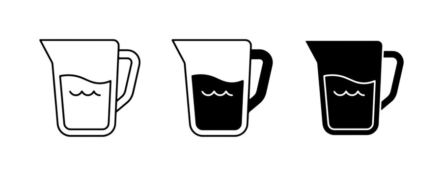 Measuring Jug Icons, Liquid Container Vector Graphics, Kitchenware Set