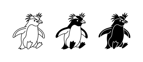 Cute Penguin Illustrations, Line Art and Silhouette Vector Set © Arif