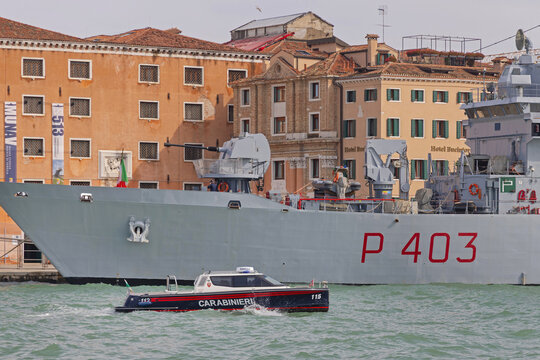 Police Patrol Boat Carabinieri in Venice Italy
