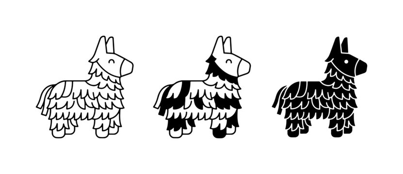 Pi&ntilde;ata Icons, Festive Party Animals, Celebration Vector Graphics, Mexican Fiesta Fun