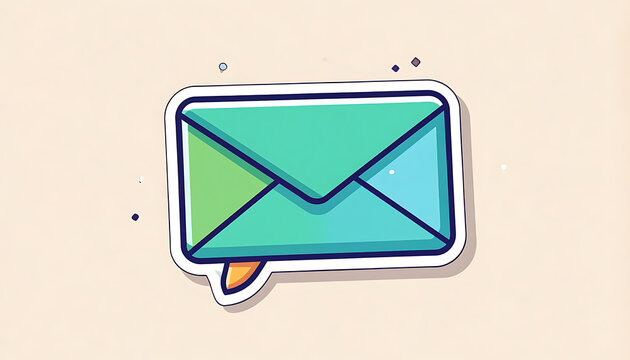 Green email envelope icon with a folded flap, pixel art style, communication symbol, digital message, notification alert