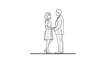 Obraz premium A 2D CAD illustration of a man and woman shaking hands